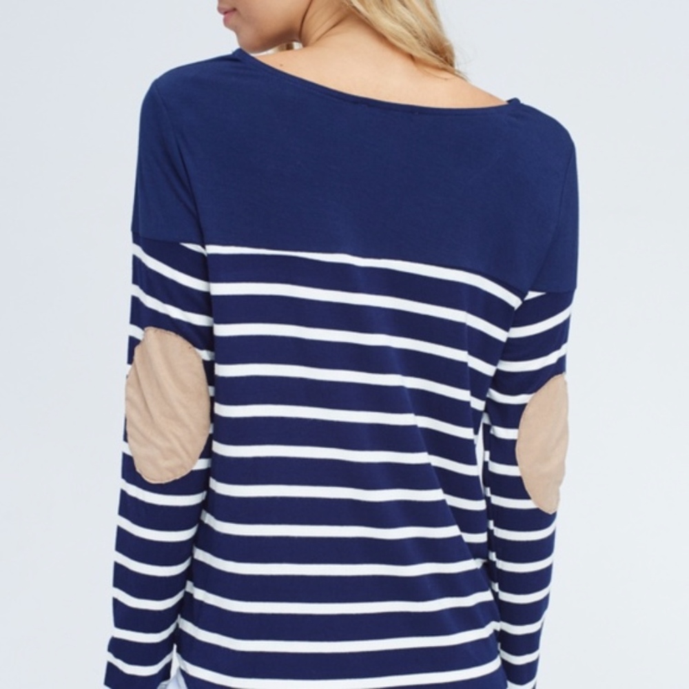 Suede Patch Blue and White Top Sizes S, M - Picture 4 of 4